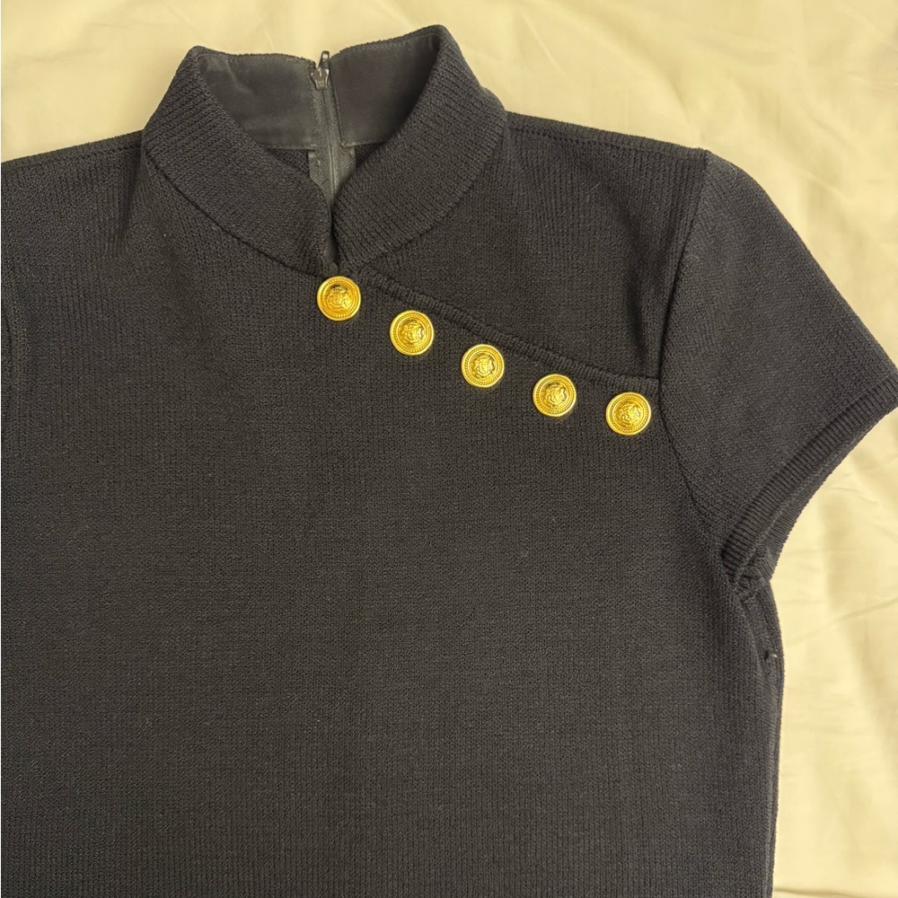 St. John Black Top with Gold Accents